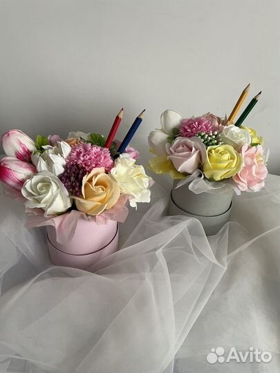 Букеты из мыльных цветов для учителя