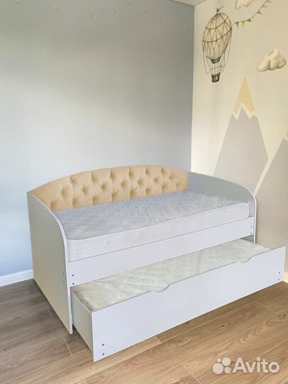 Кровать лдсп мягк спинка детская 2е спальное