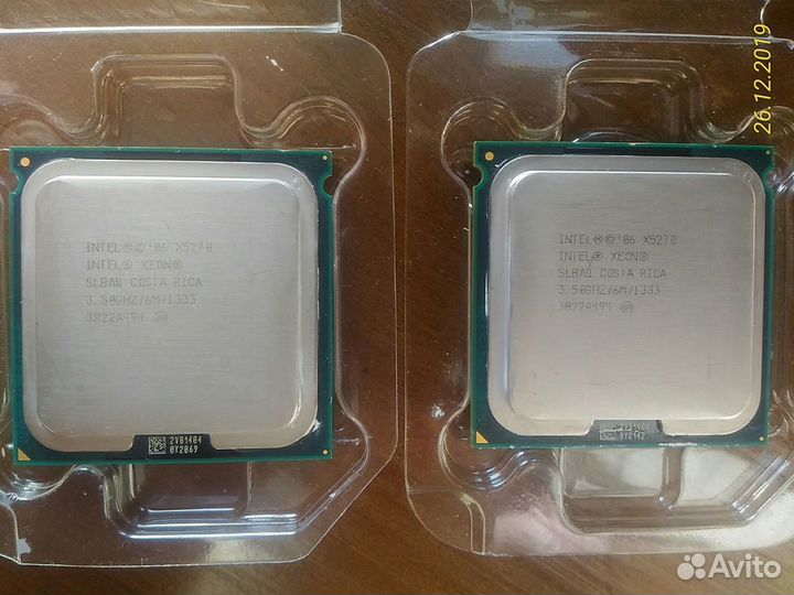 Два процессора Intel Xeon X5270 slbaq 3.50GHz 6 мб