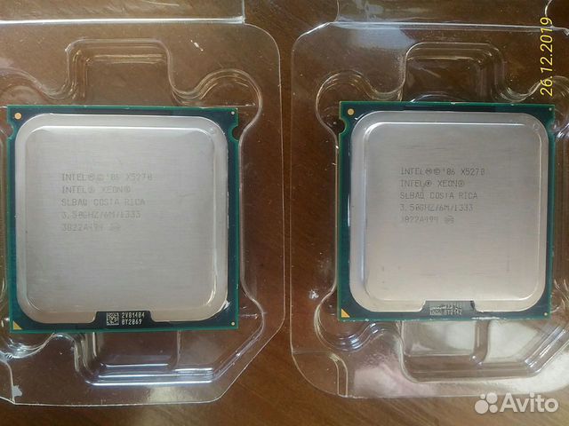 Два процессора Intel Xeon X5270 slbaq 3.50GHz 6 мб