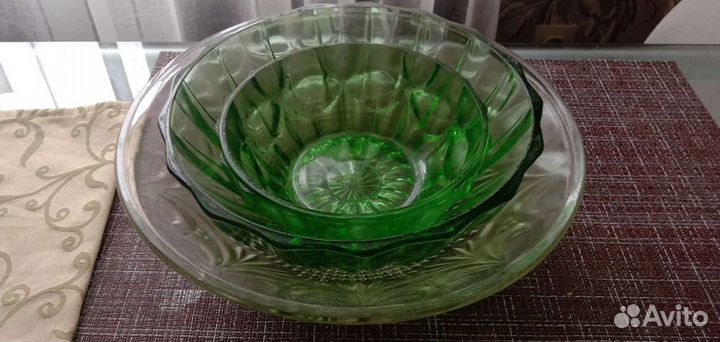 Ваза для фруктов цветное стекло СССР
