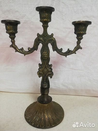 Подсвечник канделябр старинный на 3 свечи