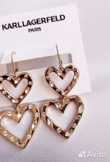 Серьги Karl Lagerfeld сердца кристаллы