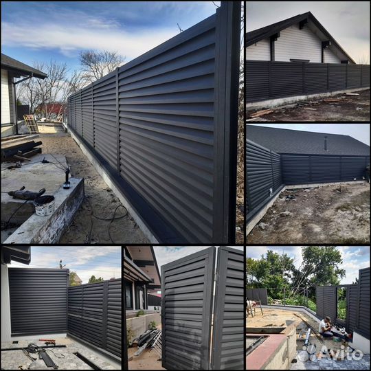 Заборы из профнастила, откатные ворота