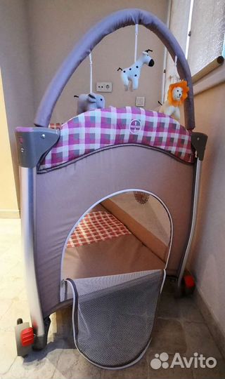 Детская кроватка манеж складная, розовая, Pituso