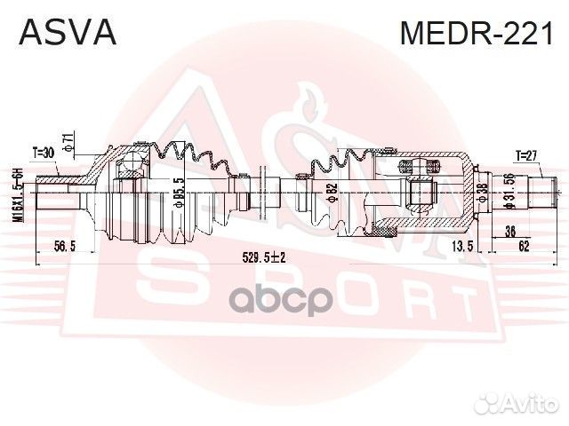 Привод передний правый 27x578x30 medr-221 asva