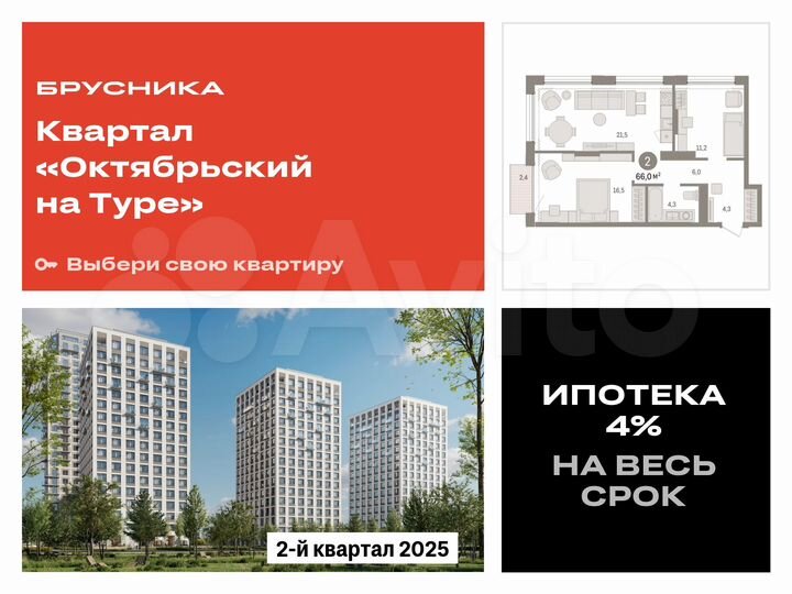 2-к. квартира, 66 м², 14/17 эт.