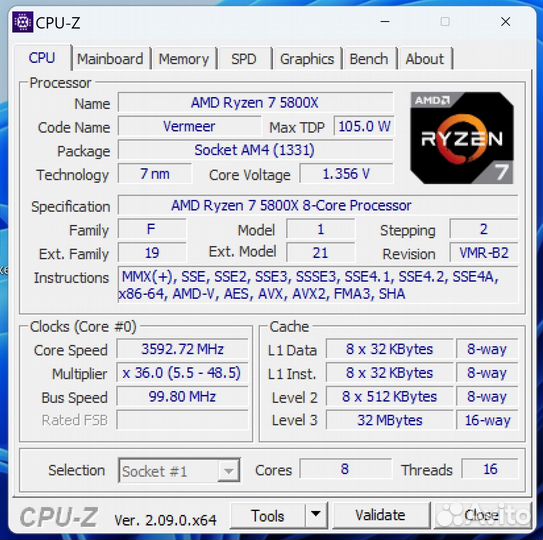 Процессор amd ryzen 7 5800x