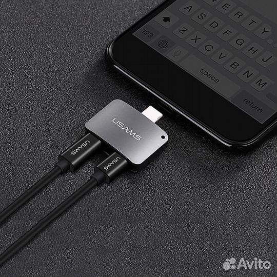 Переходник 8 pin - 2x 8 pin(f) Usams US-SJ138, пло