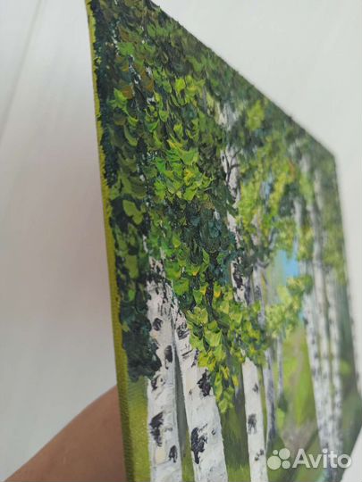 Картина маслом берёзы 25*20