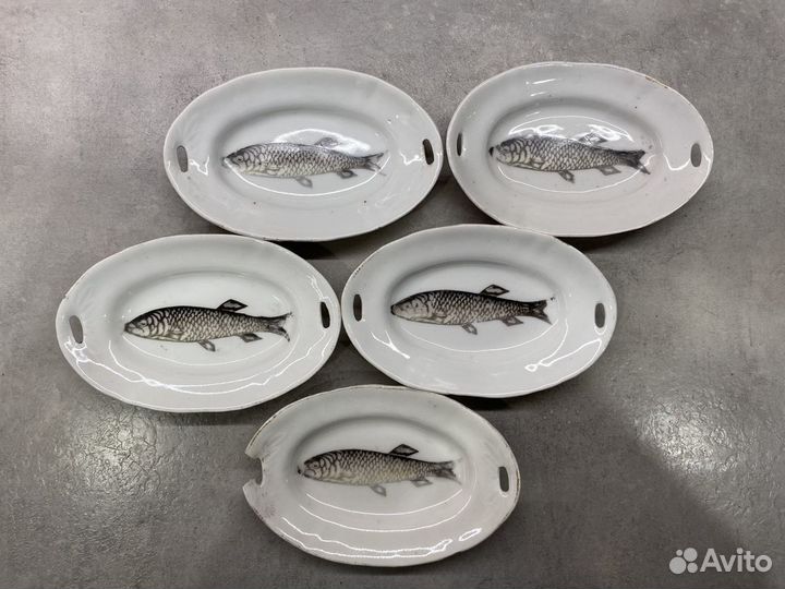 Шпротницы рыбки Кузнецов фарфор до 1917