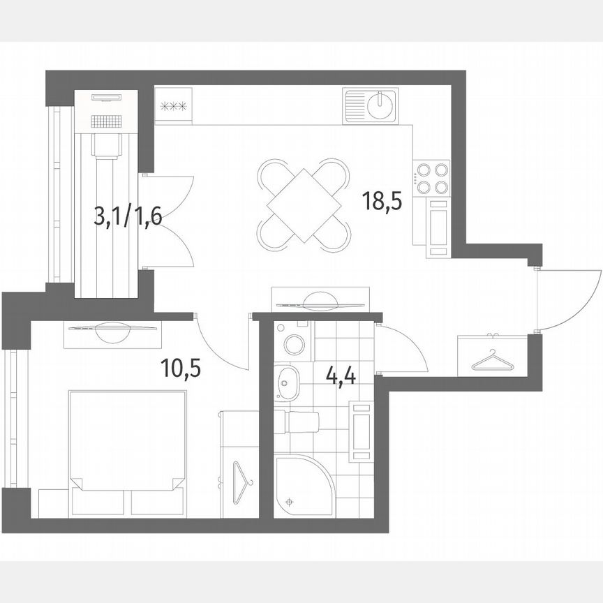 1-к. квартира, 34,9 м², 5/7 эт.