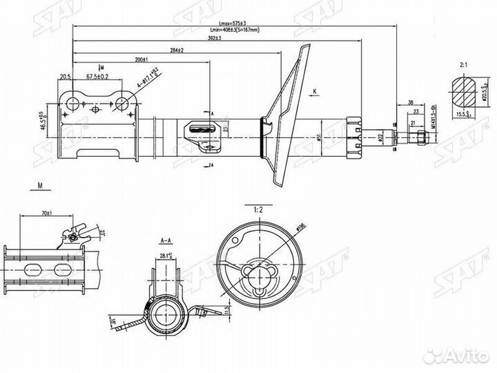 Стойка передняя toyota harrier/lexus RX300 97-03 L