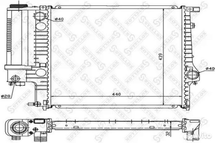 Stellox 1025023SX радиатор системы охлаждения\ BMW E36 1.6-2.5 90