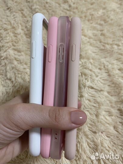 Чехлы на айфон 11 (пудра,светло -розовый,белый)