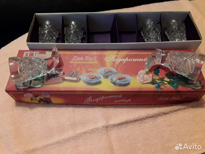 Подарочный хрустальный набор, 6 стопок сапожек