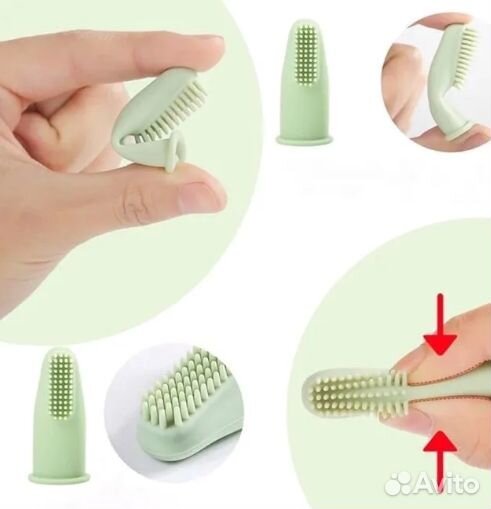 Детская силиконовая щетка-насадка на палец