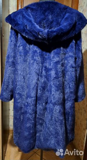 Шуба норка синяя классика 54р длина 100см Ог-135см