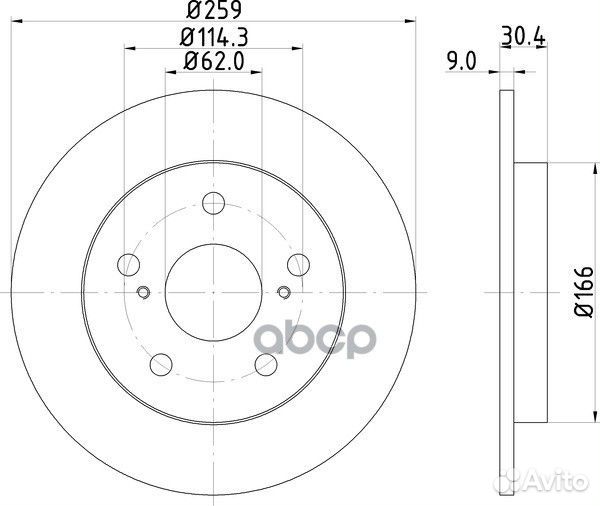 Диск тормозной задний 259x9 5 отв. с покрытие