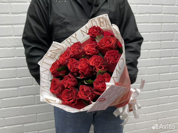 Букет свежих роз 15 шт