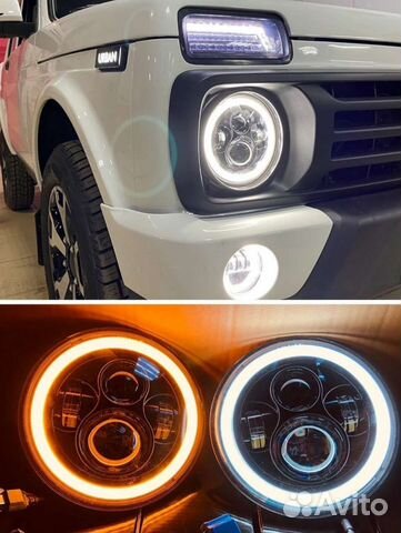 Фары светодиодные Нива УАЗ камаз 7 дюйм 90W гелик