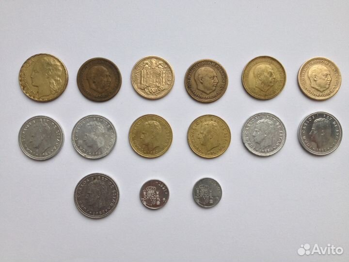Монеты Испании разных лет с 1927 года