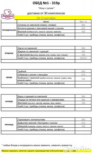 Доставка горячих обедов (комплексное питание)