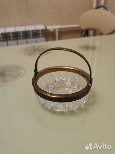 Хрустальная конфетница СССР с серебром 875