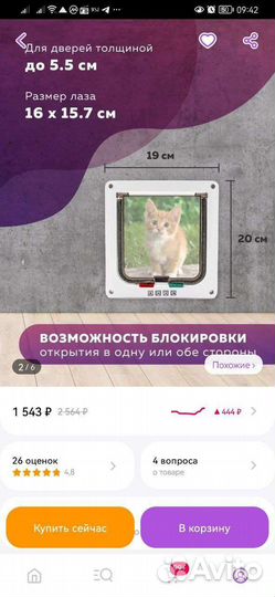 Окно для кошек В дверь