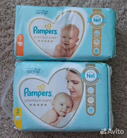 Подгузники pampers premium care 3
