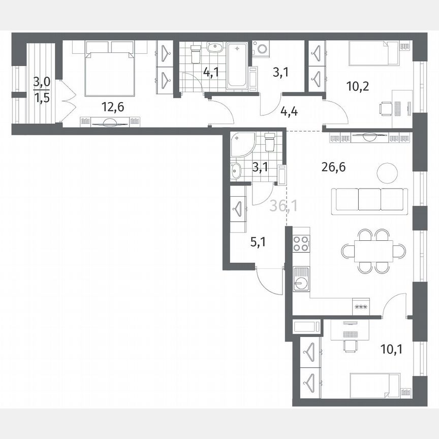 3-к. квартира, 80,7 м², 9/12 эт.