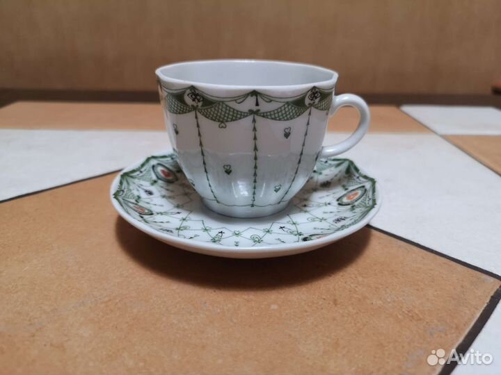 Кофейная пара лфз паутинка зеленая СССР