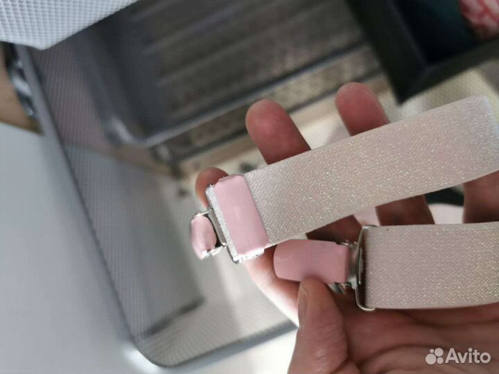 Подтяжки для девочки блестящие розовые с бабочкой