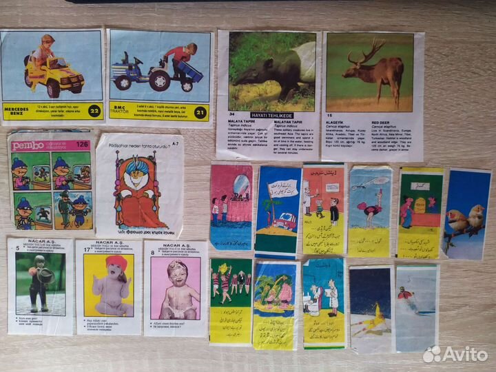 Вкладыши, фантики от жвачки, переводилки