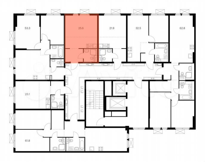 Квартира-студия, 25,6 м², 12/14 эт.