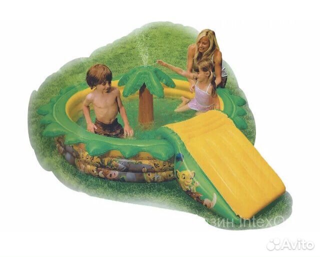 Надувной бассейн с горкой