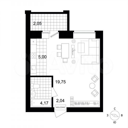 1-к. квартира, 31 м², 1/4 эт.