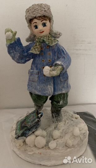 Авторская кукла ручной работы «игра в снежки»