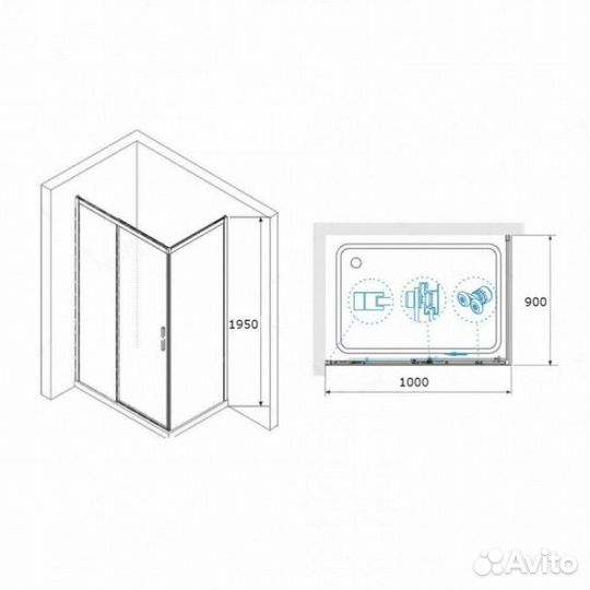 Душевой уголок RGW Leipzig LE-41-1B 100x90