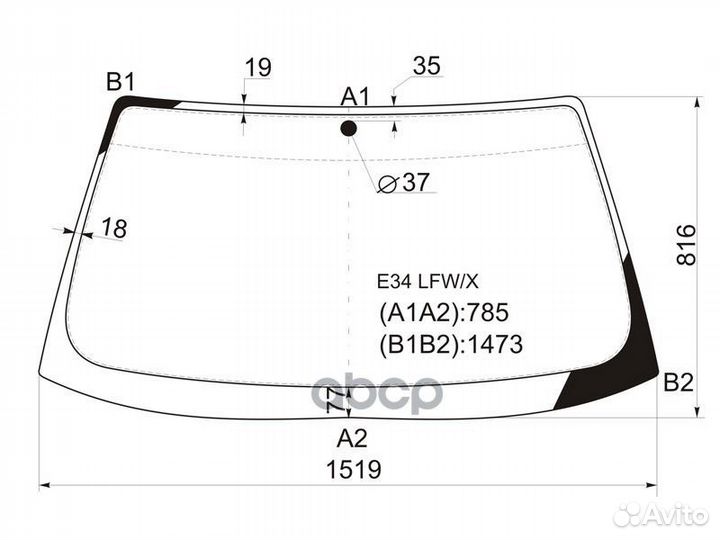 Стекло лобовое BMW 5-Series 88-96 E34 LFW/X XYG
