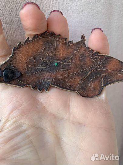 Кожаный мужской браслет-стилизация дракона