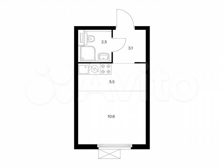 Квартира-студия, 21,7 м², 2/25 эт.