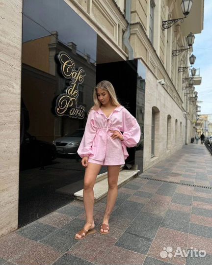 Льняной костюм женский двойка