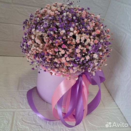 Лавандовая коробочка с гипсофилой