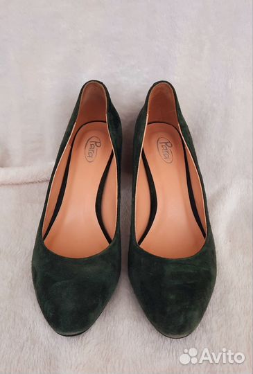 Туфли лодочки Para 36 р, нат.кожа (замша), зеленый