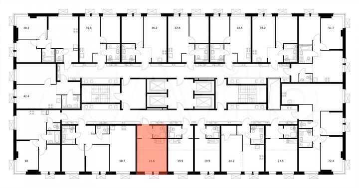 Квартира-студия, 23,6 м², 30/33 эт.