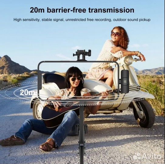 Радио микрофон петличный puluz для Айфон черный