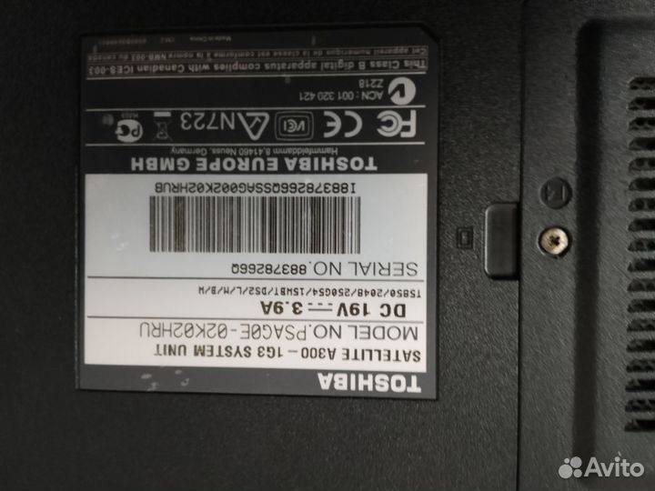 Ноутбук toshiba satellite a300