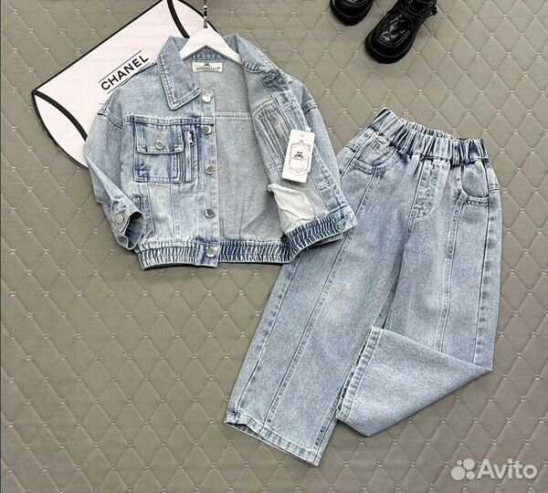 Джинсовый костюм для девочки, 98-122