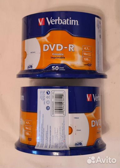 DVD диски Verbatim, новая упаковка, 50 шт